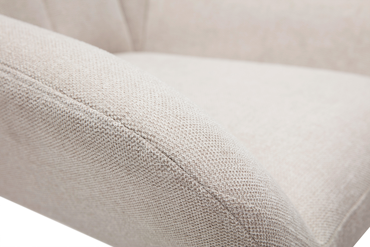Poltrona girevole design in tessuto effetto velluto testurizzato beige KING