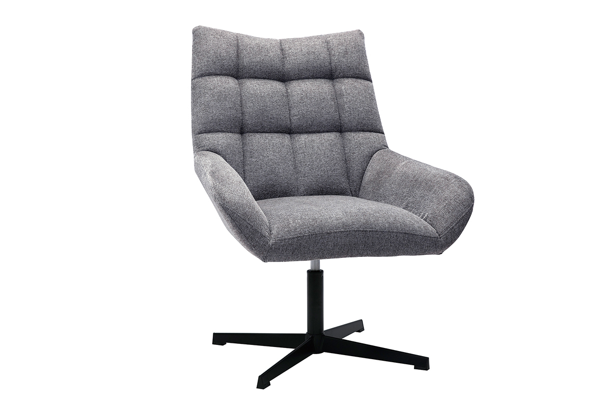 Poltrona girevole design in tessuto effetto velluto testurizzato grigio KING