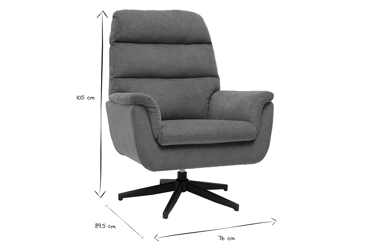 Dimensioni della poltrona JONAH in nero e bianco: 105 cm di altezza, 89,5 cm di profondit�, 76 cm di larghezza.