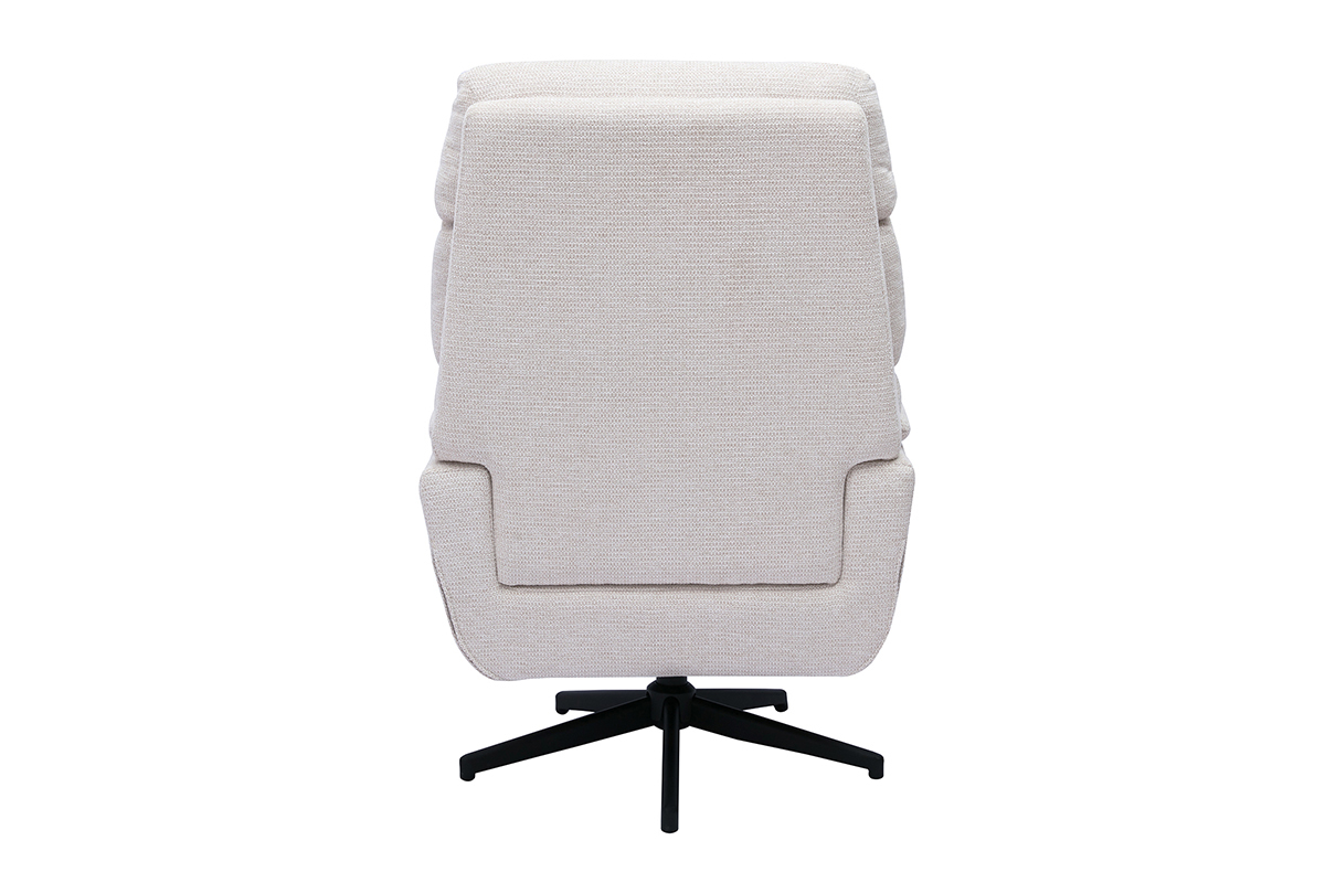 Poltrona girevole in tessuto di velluto beige e metallo nero JONAH