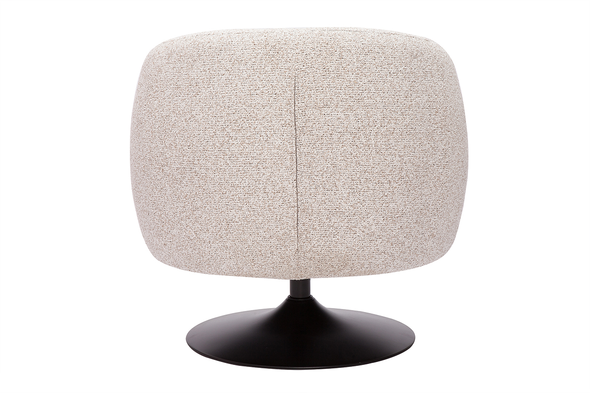 Poltrona girevole in tessuto effetto boucl beige e metallo nero BOWIE