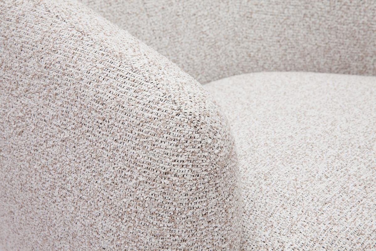 Poltrona girevole in tessuto effetto boucl beige e metallo nero BOWIE