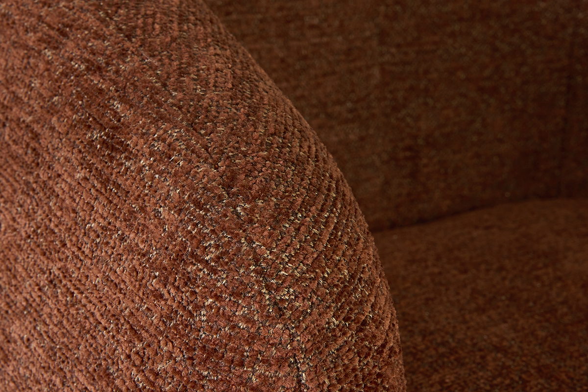 Texture del tessuto effetto ciniglia spazzolata terra bruciata della poltrona BOWIE.
