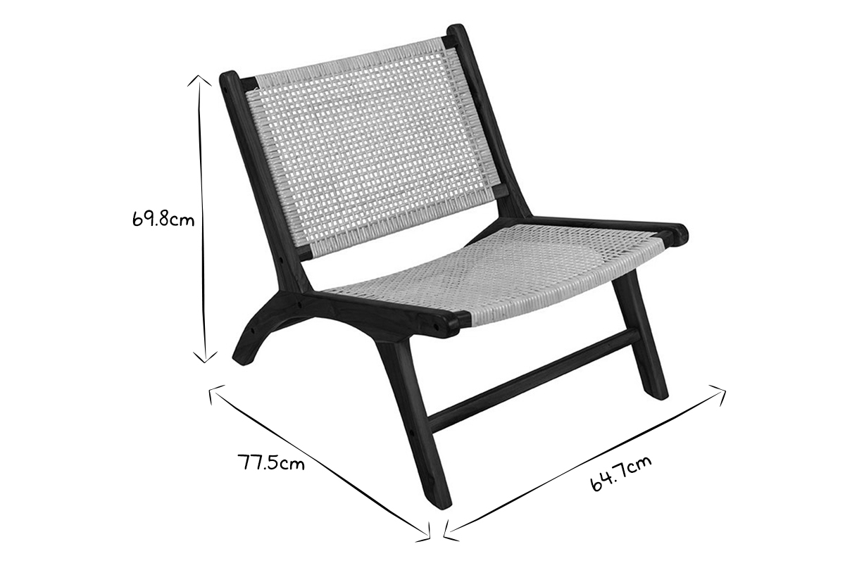 Poltrona in legno massello tinta noce e rattan naturale HAMMA