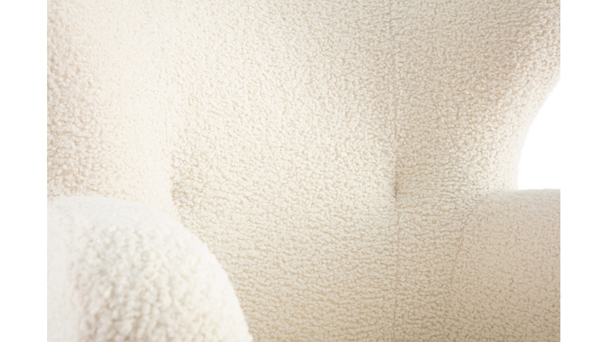 Poltrona in tessuto bianco effetto lana boucl KORO