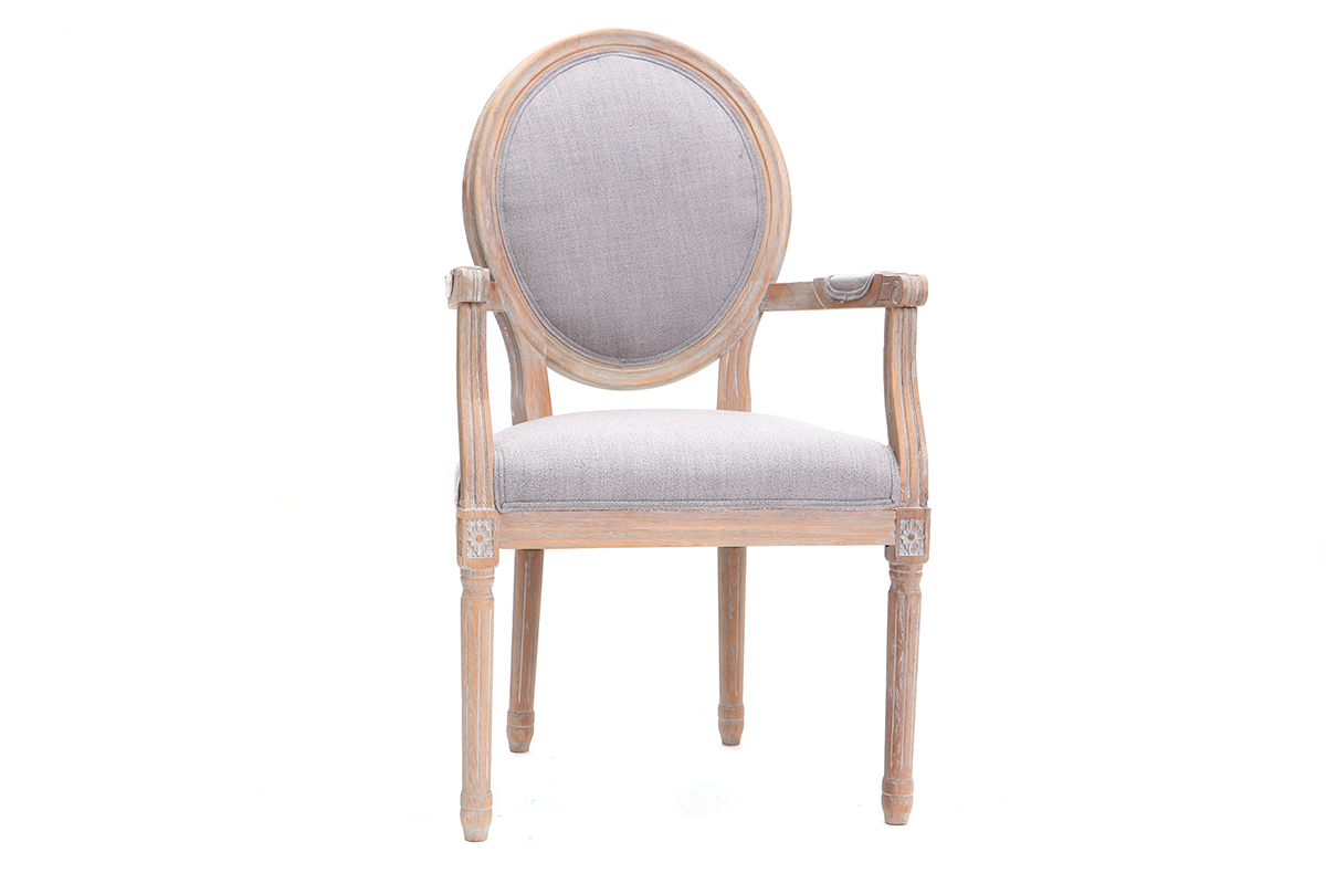 Poltrona in tessuto, colore: Grigio chiaro, piedi in legno chiaro, modello: LEGEND