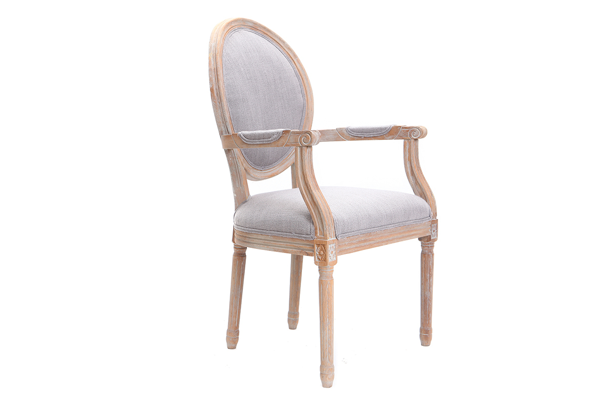 Poltrona in tessuto, colore: Grigio chiaro, piedi in legno chiaro, modello: LEGEND