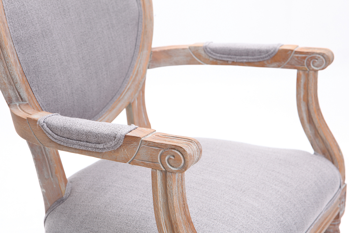 Poltrona in tessuto, colore: Grigio chiaro, piedi in legno chiaro, modello: LEGEND