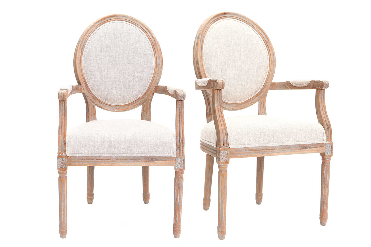 Poltrona in tessuto, colore: Naturale, piedi in legno chiaro, modello: LEGEND