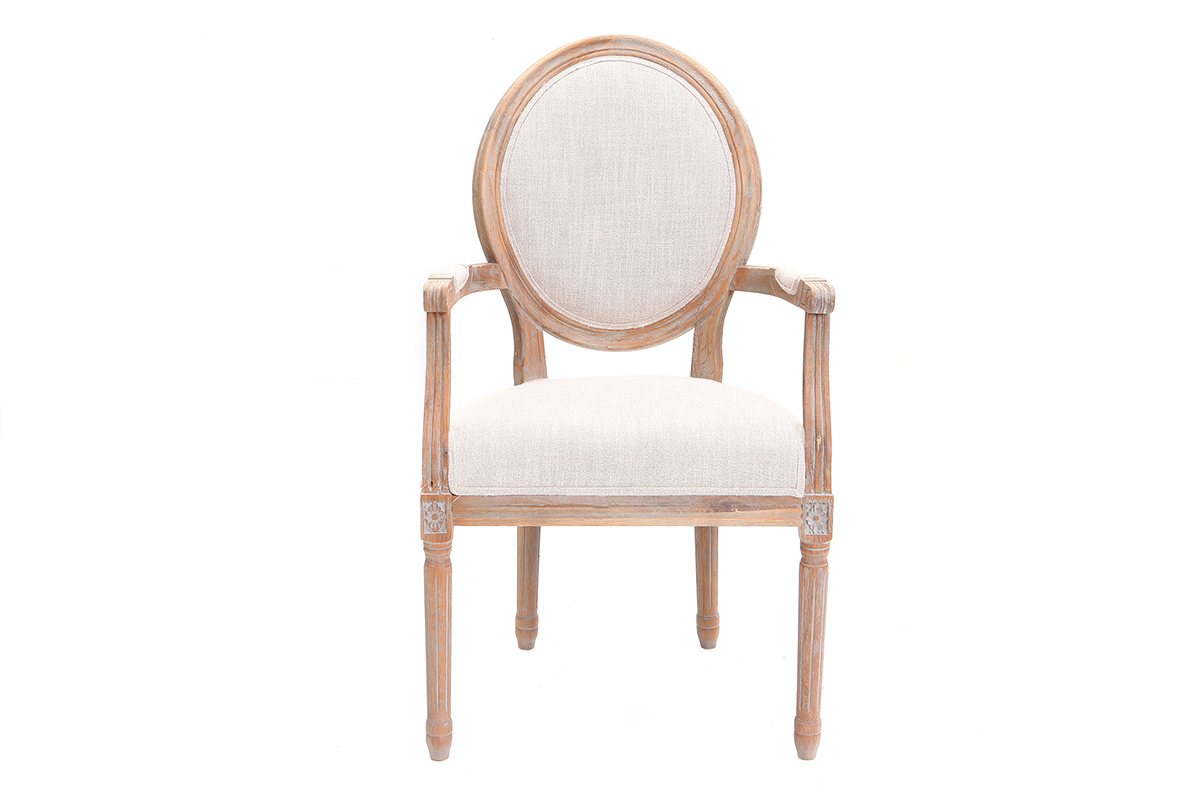 Poltrona in tessuto, colore: Naturale, piedi in legno chiaro, modello: LEGEND