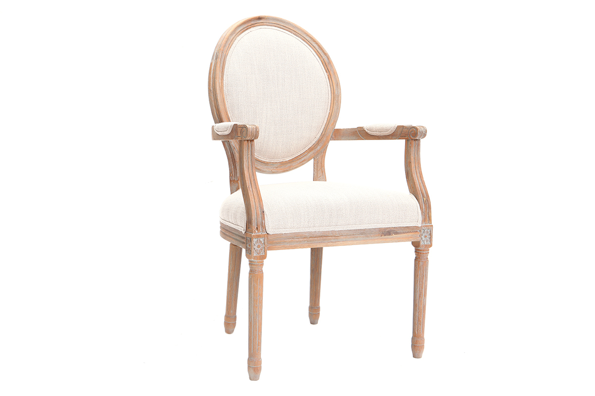 Poltrona in tessuto, colore: Naturale, piedi in legno chiaro, modello: LEGEND