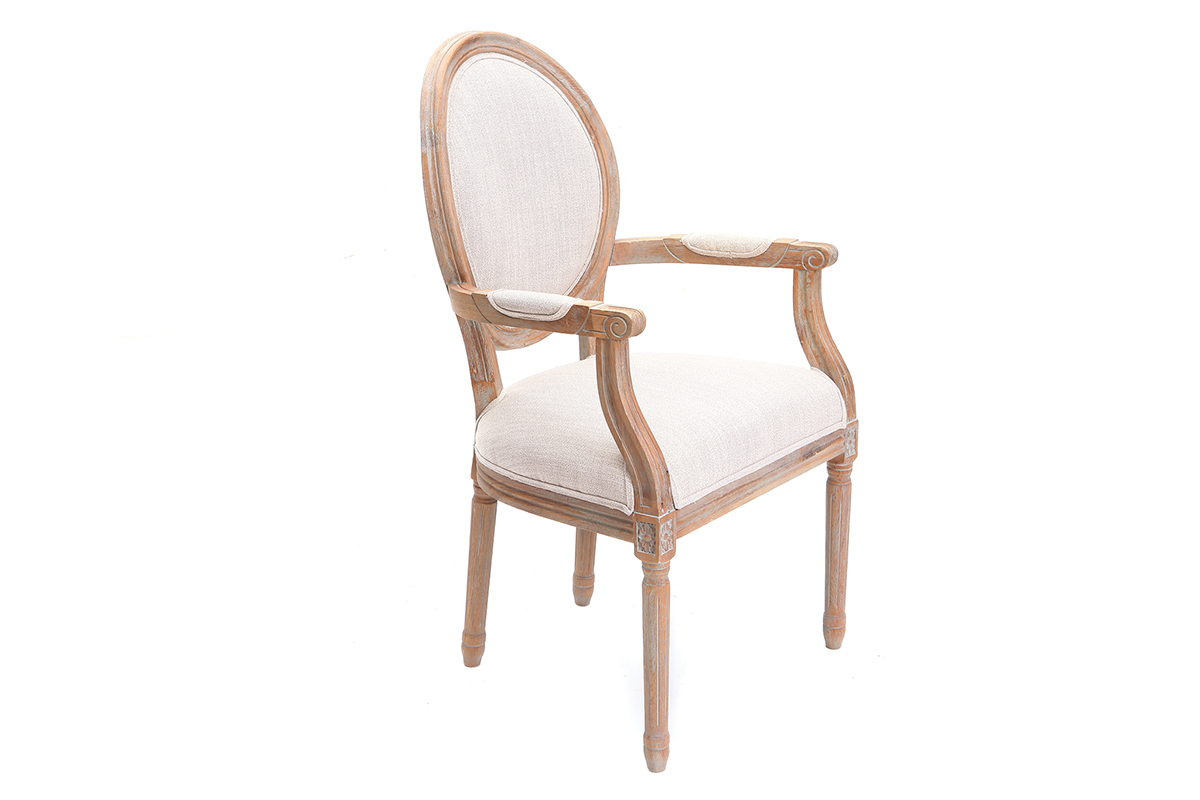 Poltrona in tessuto, colore: Naturale, piedi in legno chiaro, modello: LEGEND