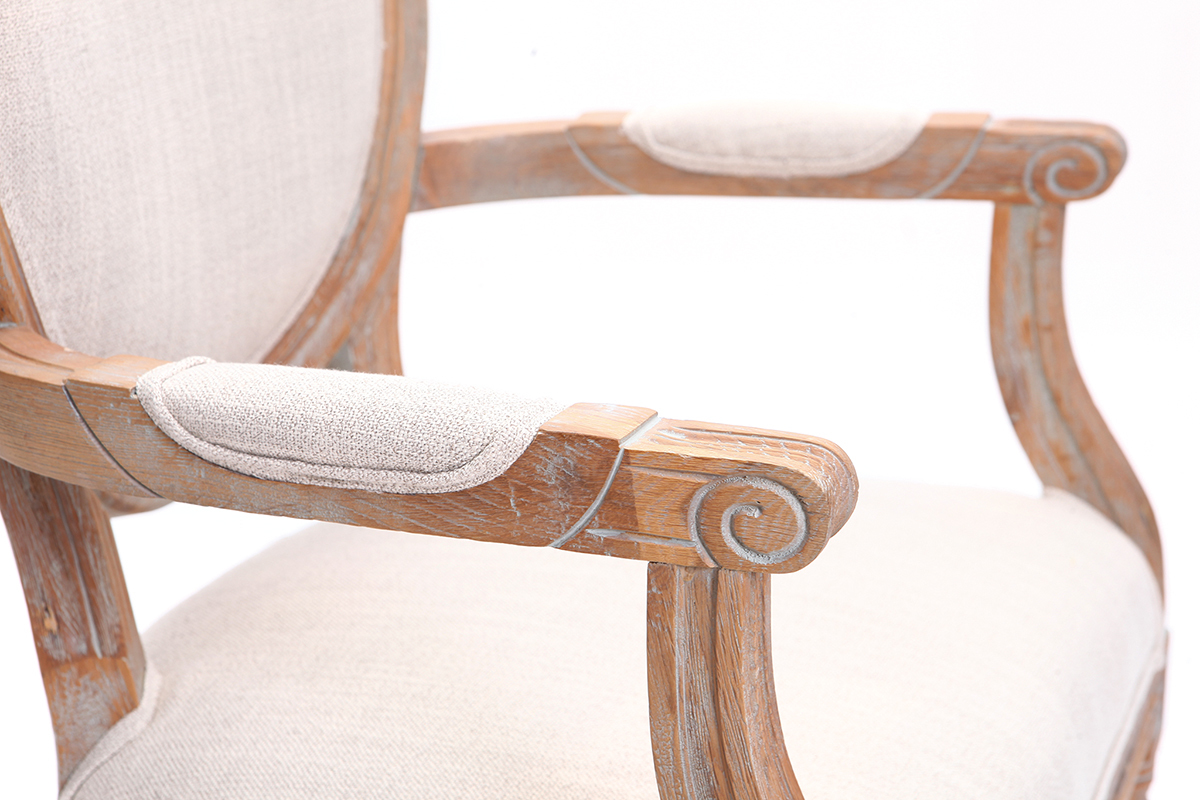 Poltrona in tessuto, colore: Naturale, piedi in legno chiaro, modello: LEGEND