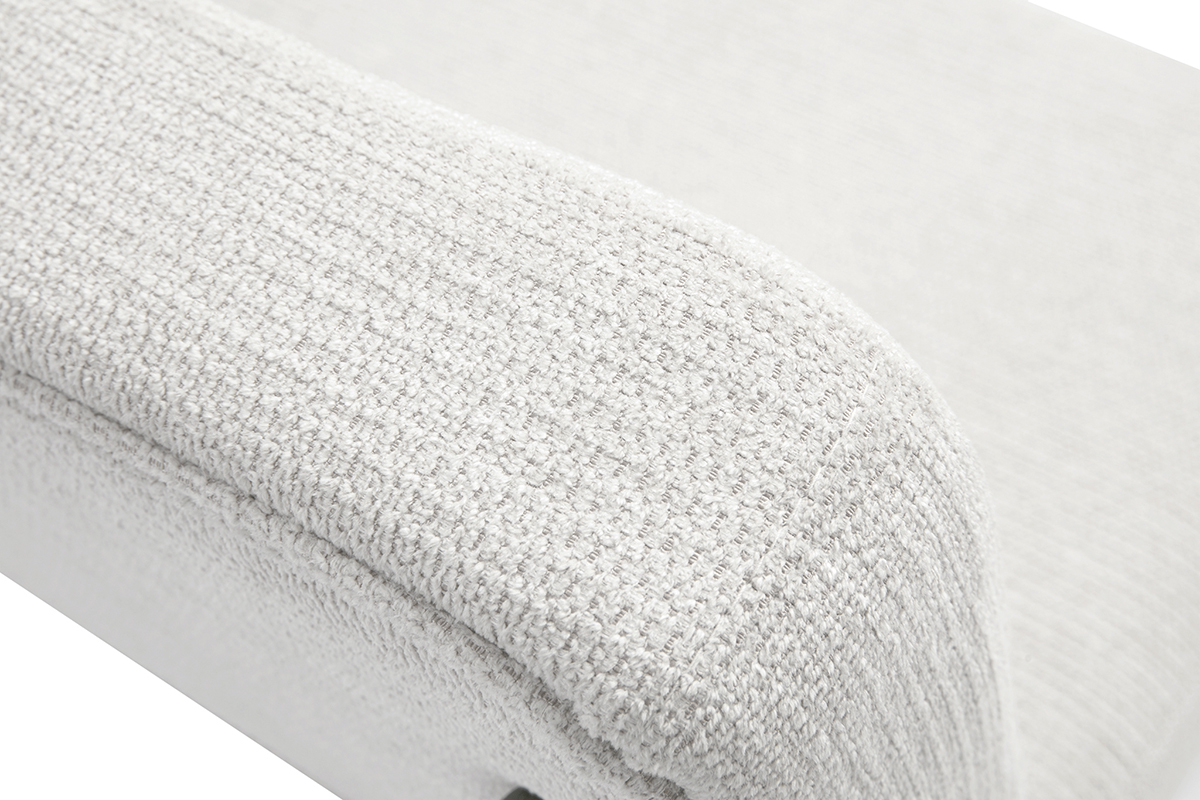 Poltrona in tessuto di ciniglia beige e metallo nero VEDANA