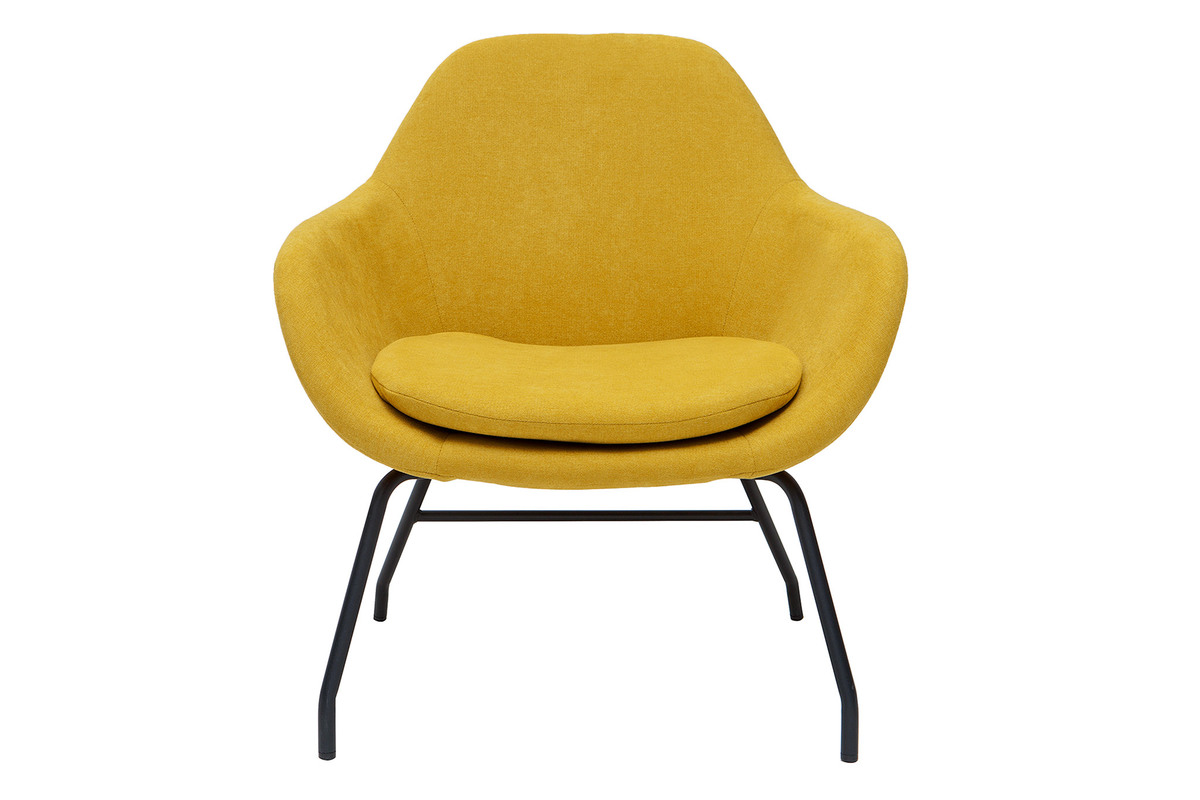 Poltrona in tessuto effetto velluto giallo senape MAYNE