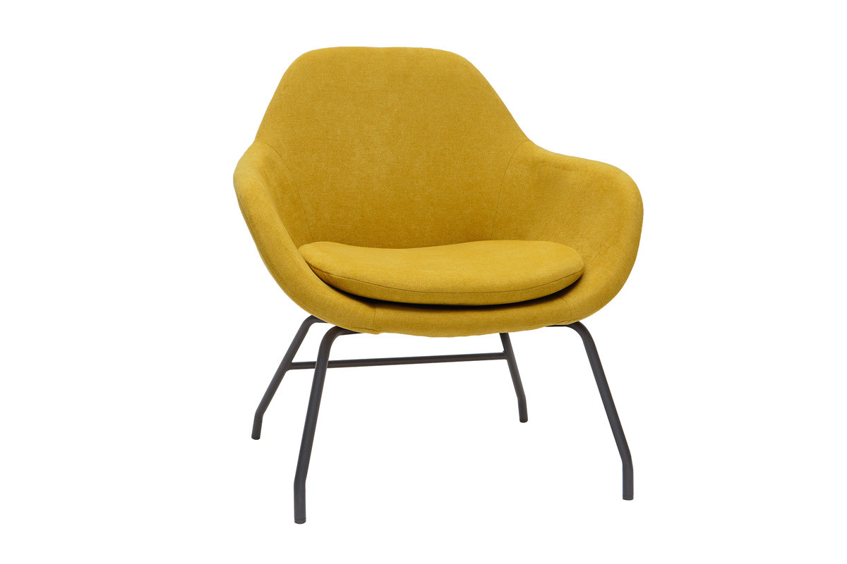 Poltrona in tessuto effetto velluto giallo senape MAYNE