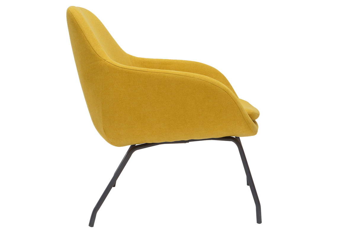 Poltrona in tessuto effetto velluto giallo senape MAYNE