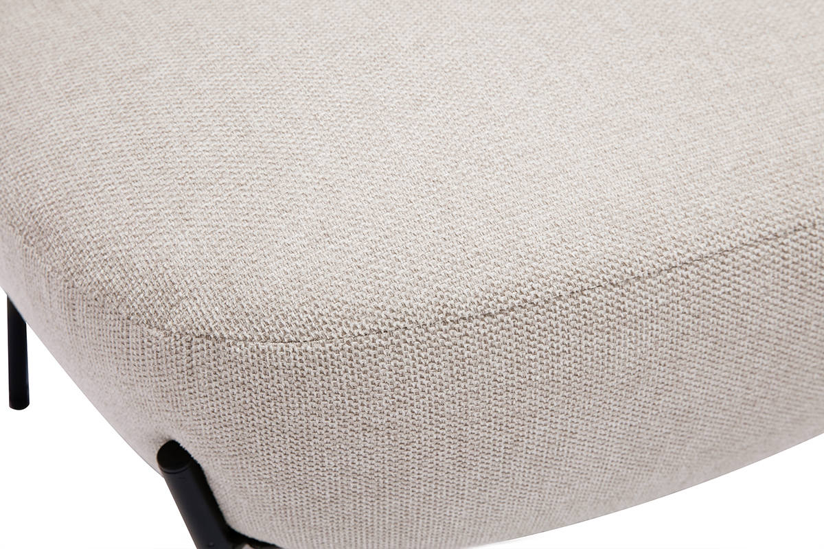 Poltrona in tessuto effetto velluto testurizzato beige e metallo nero BELEY