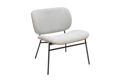 Poltrona in tessuto effetto velluto testurizzato grigio e metallo nero SHELBY