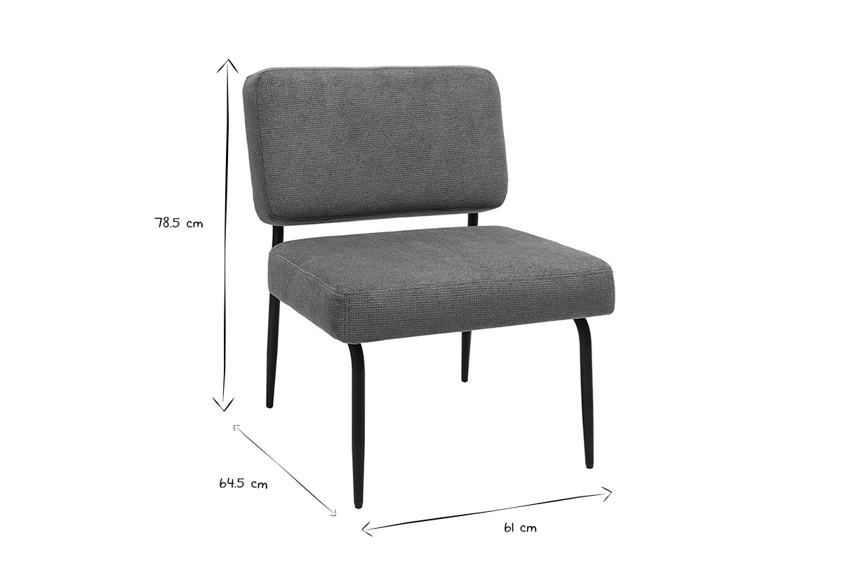 Dimensioni poltrona in tessuto effetto velluto terra bruciata e metallo nero VEDANA