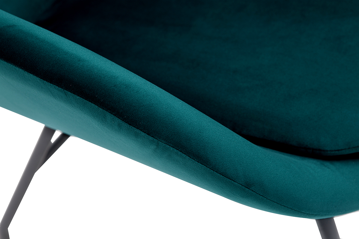 Poltrona in tessuto velluto blu petrolio MAYNE