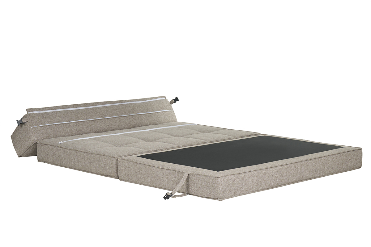 Poltrona letto 2 posti in tessuto color talpa KATY