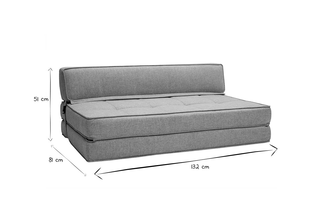 Poltrona letto 2 posti in tessuto grigio chiaro KATY