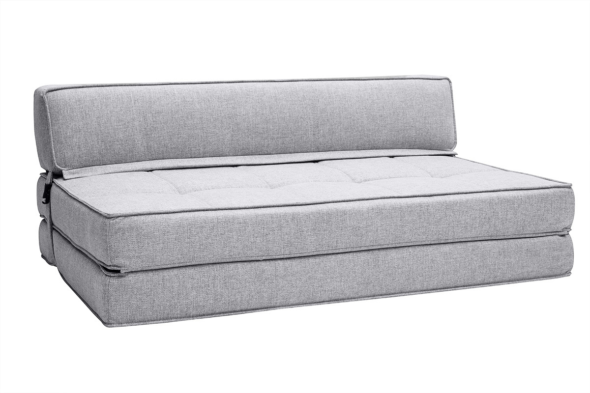 Poltrona letto 2 posti in tessuto grigio chiaro KATY