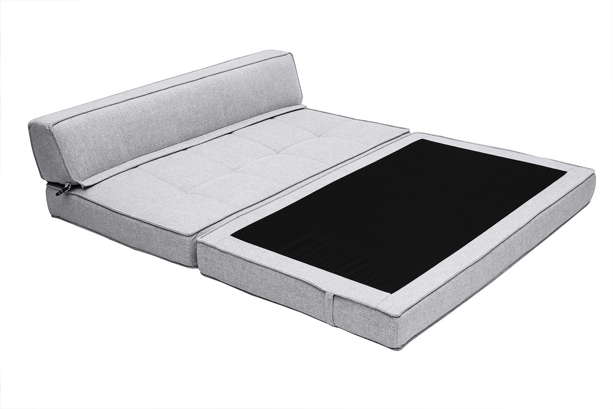 Poltrona letto 2 posti in tessuto grigio chiaro KATY