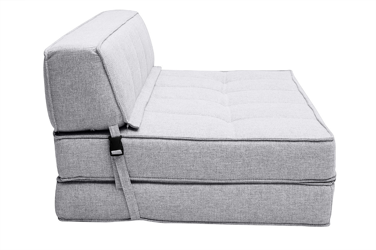 Poltrona letto 2 posti in tessuto grigio chiaro KATY