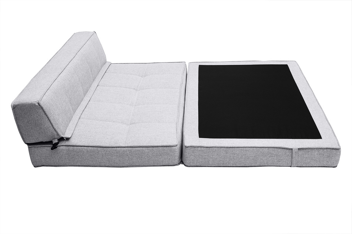 Poltrona letto 2 posti in tessuto grigio chiaro KATY