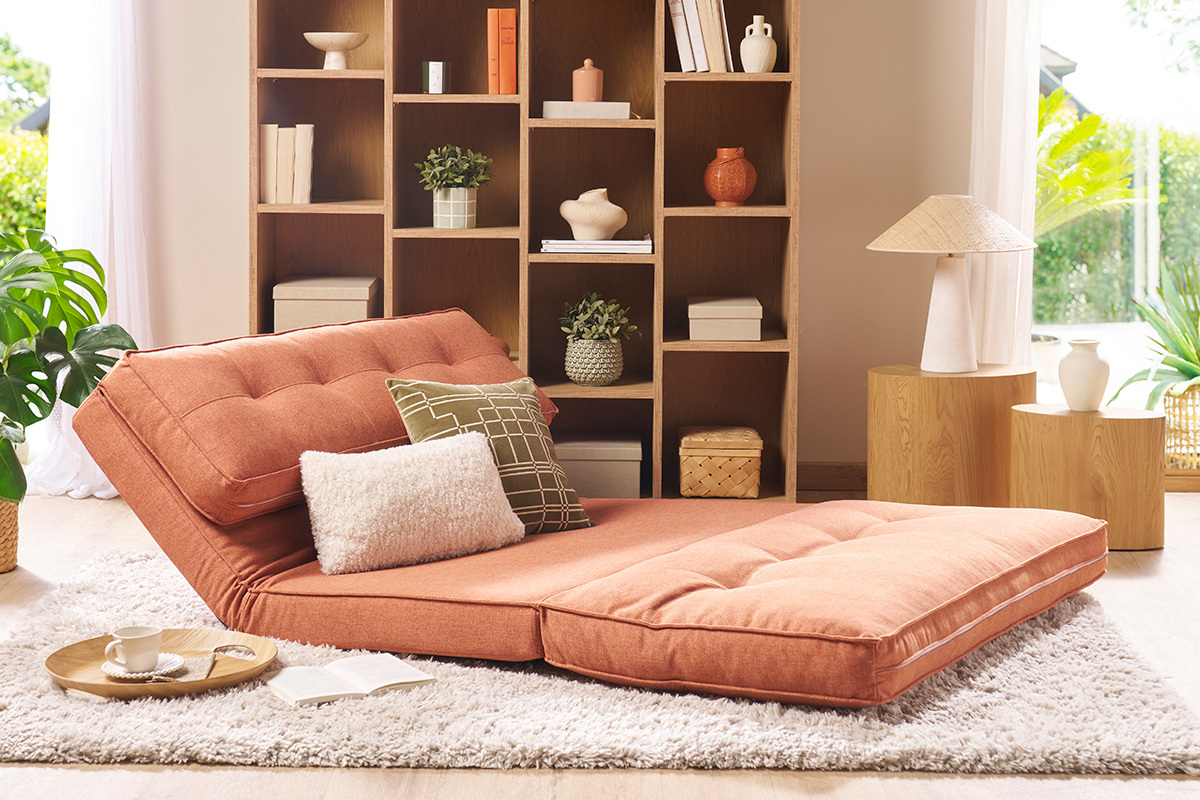 Poltrona letto 2 posti in tessuto terracotta SALLY