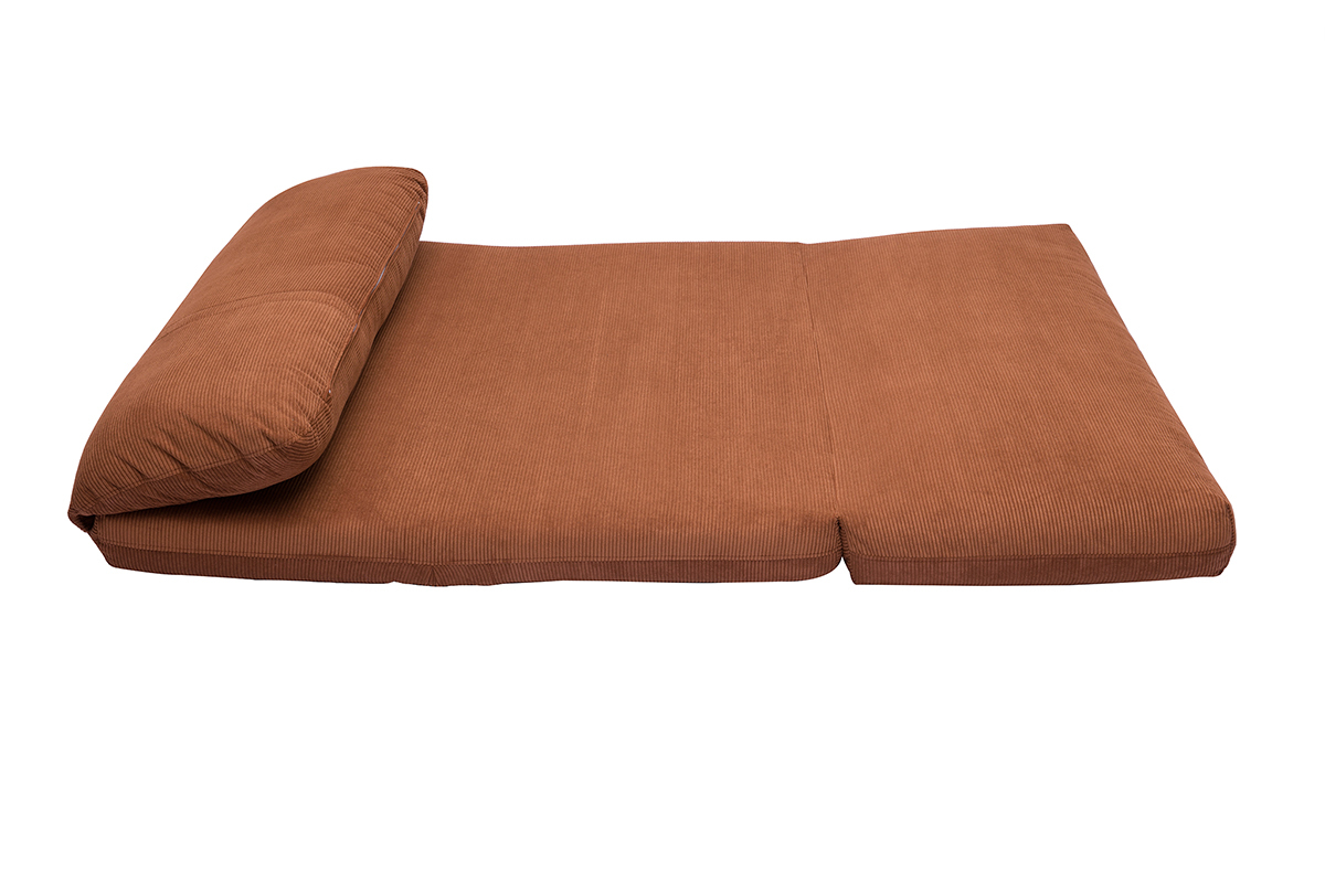 Poltrona letto 2 posti in tessuto velluto a coste color bruciato SPENCER