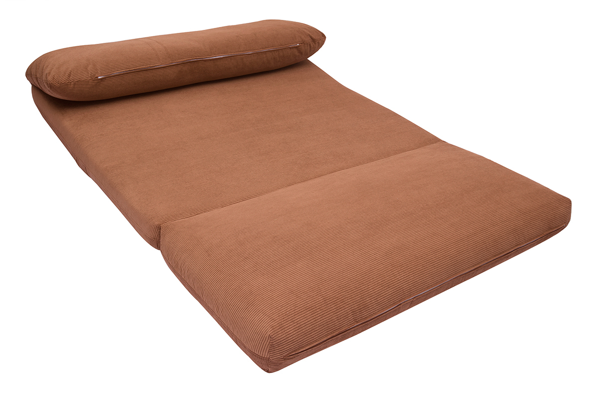 Poltrona letto 2 posti in tessuto velluto a coste color bruciato SPENCER