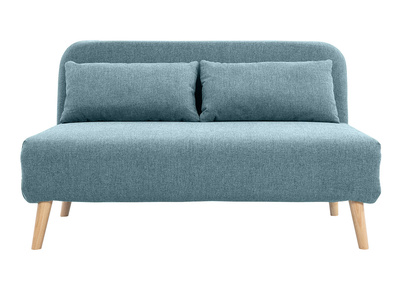 Poltrona letto a 2 posti in tessuto verde grigio e legno chiaro AMIKO