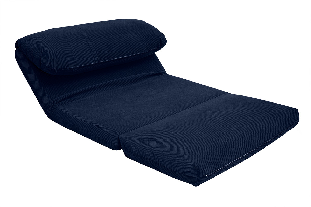 Poltrona letto convertibile 2 posti in tessuto velluto a coste blu scuro SPENCER