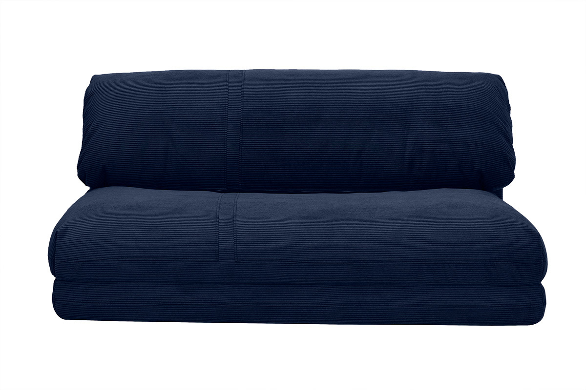 Poltrona letto convertibile 2 posti in tessuto velluto a coste blu scuro SPENCER