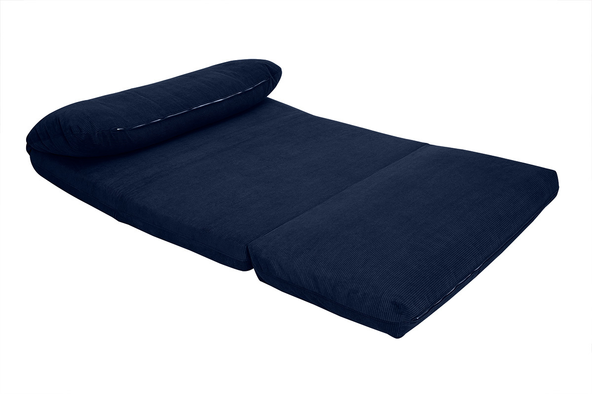 Poltrona letto convertibile 2 posti in tessuto velluto a coste blu scuro SPENCER