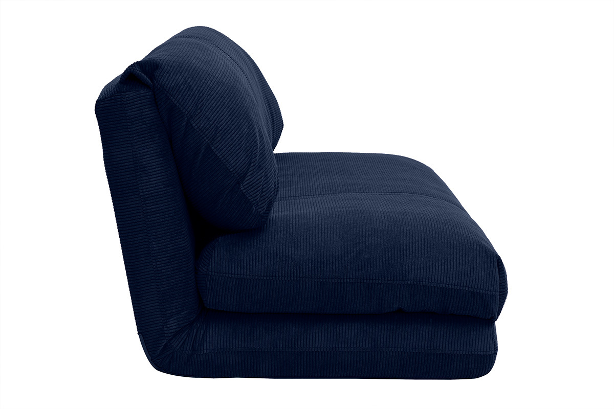 Poltrona letto convertibile 2 posti in tessuto velluto a coste blu scuro SPENCER