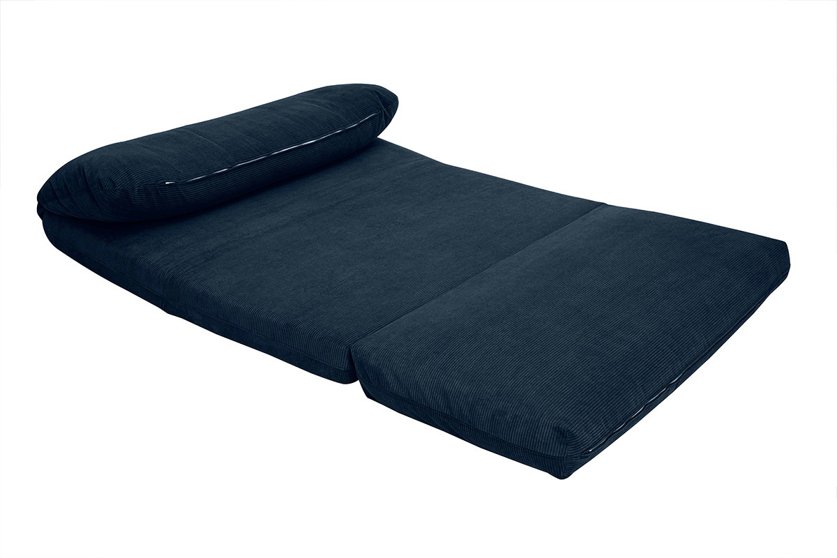 Poltrona letto convertibile 2 posti in tessuto velluto a coste blu scuro SPENCER