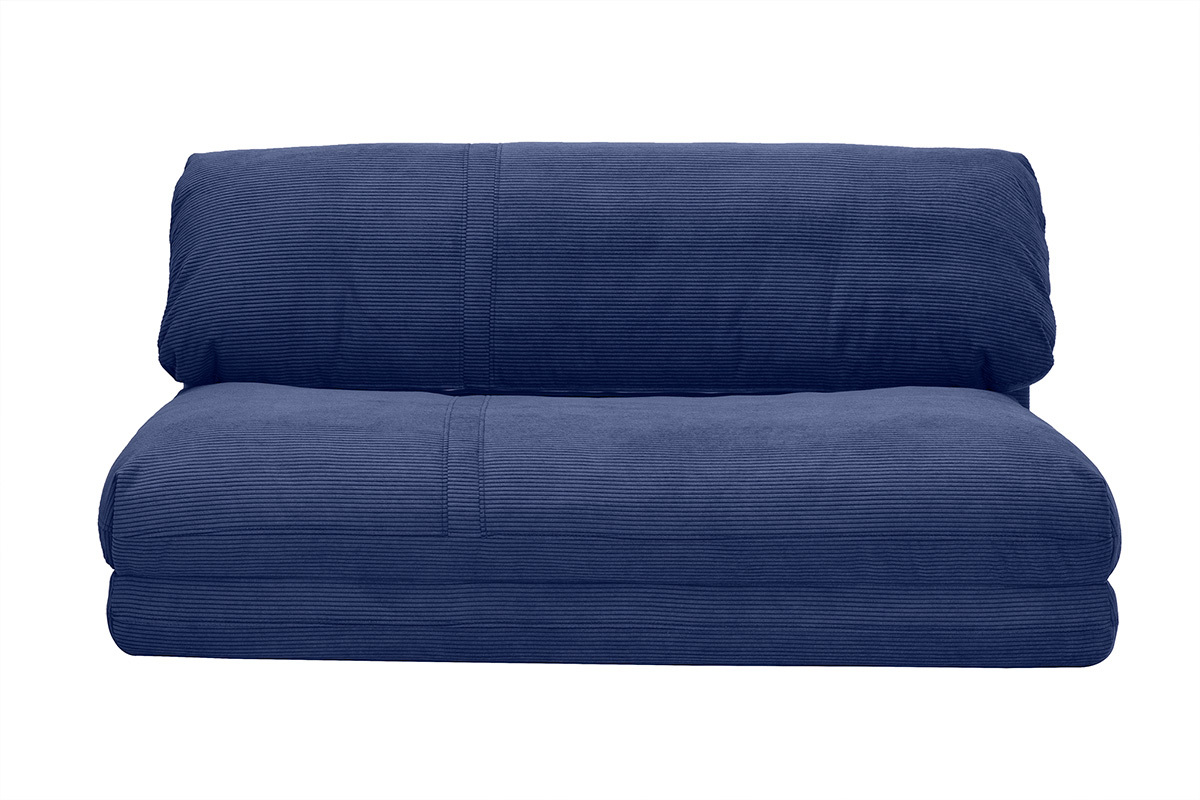 Poltrona letto convertibile 2 posti in tessuto velluto a coste blu scuro SPENCER