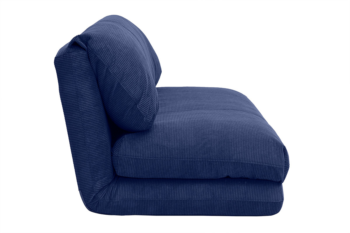 Poltrona letto convertibile 2 posti in tessuto velluto a coste blu scuro SPENCER
