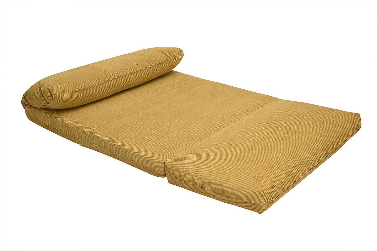 Poltrona letto convertibile 2 posti in tessuto velluto a coste giallo curry SPENCER
