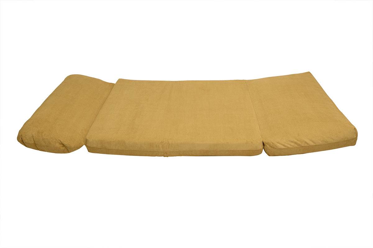 Poltrona letto convertibile 2 posti in tessuto velluto a coste giallo curry SPENCER