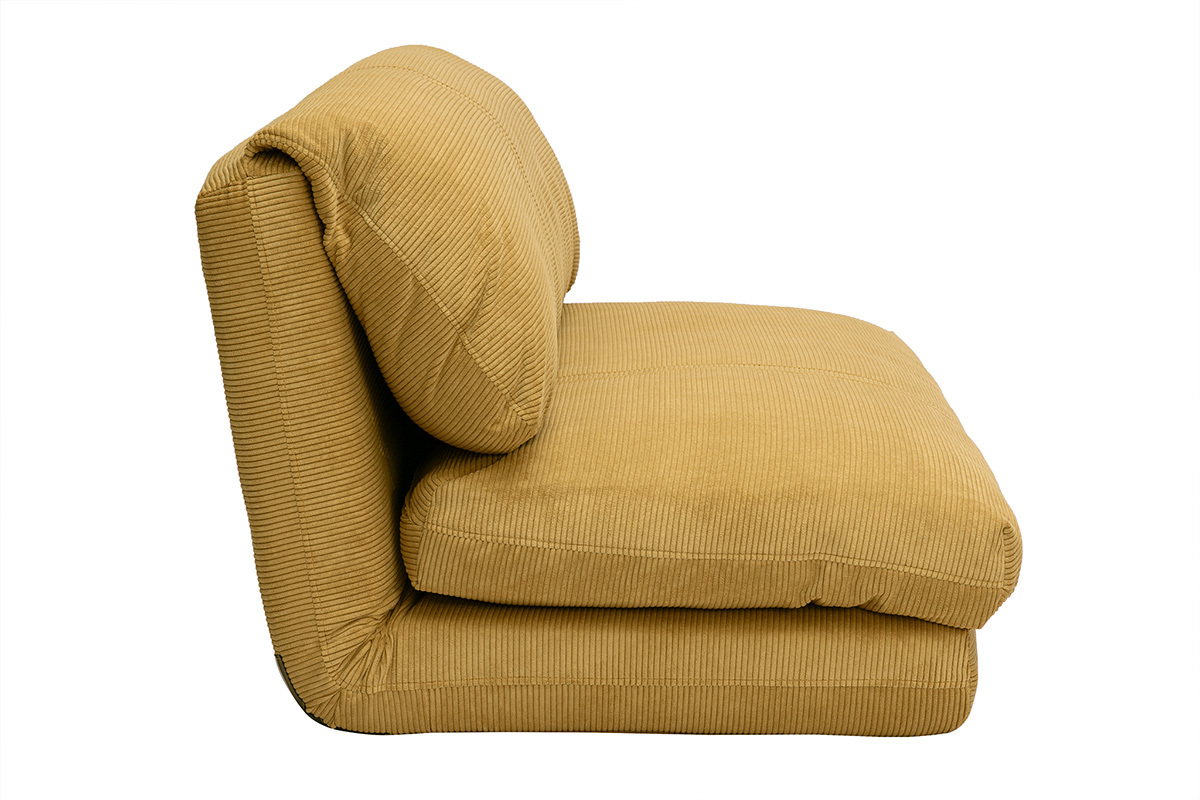 Poltrona letto convertibile 2 posti in tessuto velluto a coste giallo curry SPENCER