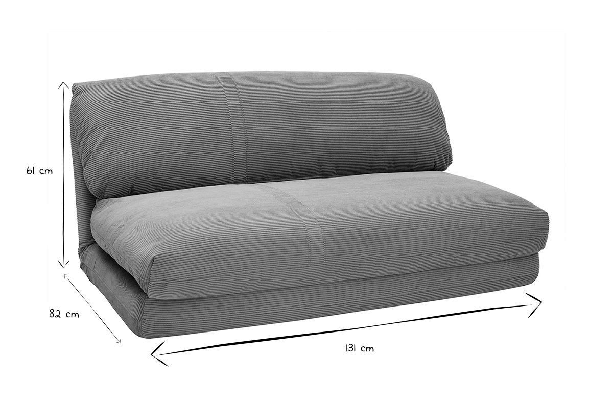 Poltrona letto convertibile 2 posti in tessuto velluto a coste giallo curry SPENCER