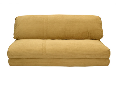 Poltrona letto convertibile 2 posti in tessuto velluto a coste giallo curry SPENCER