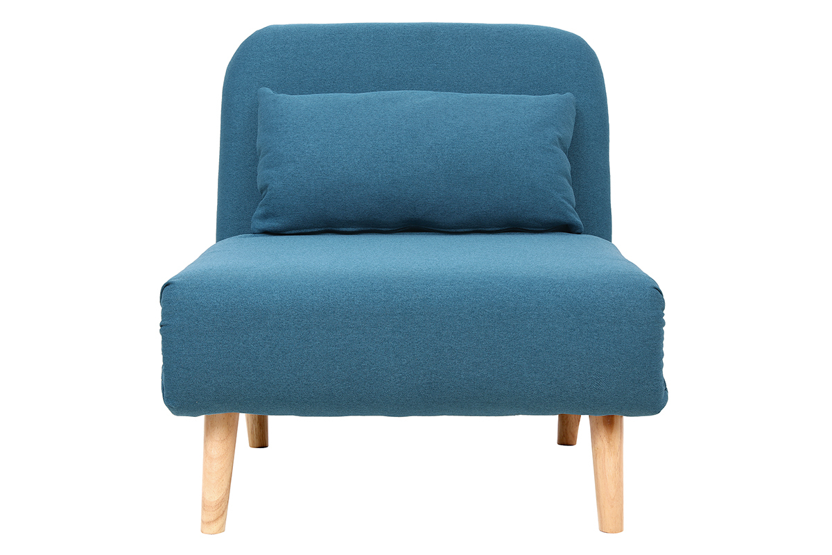 Poltrona letto convertibile in tessuto blu anatra AMIKO
