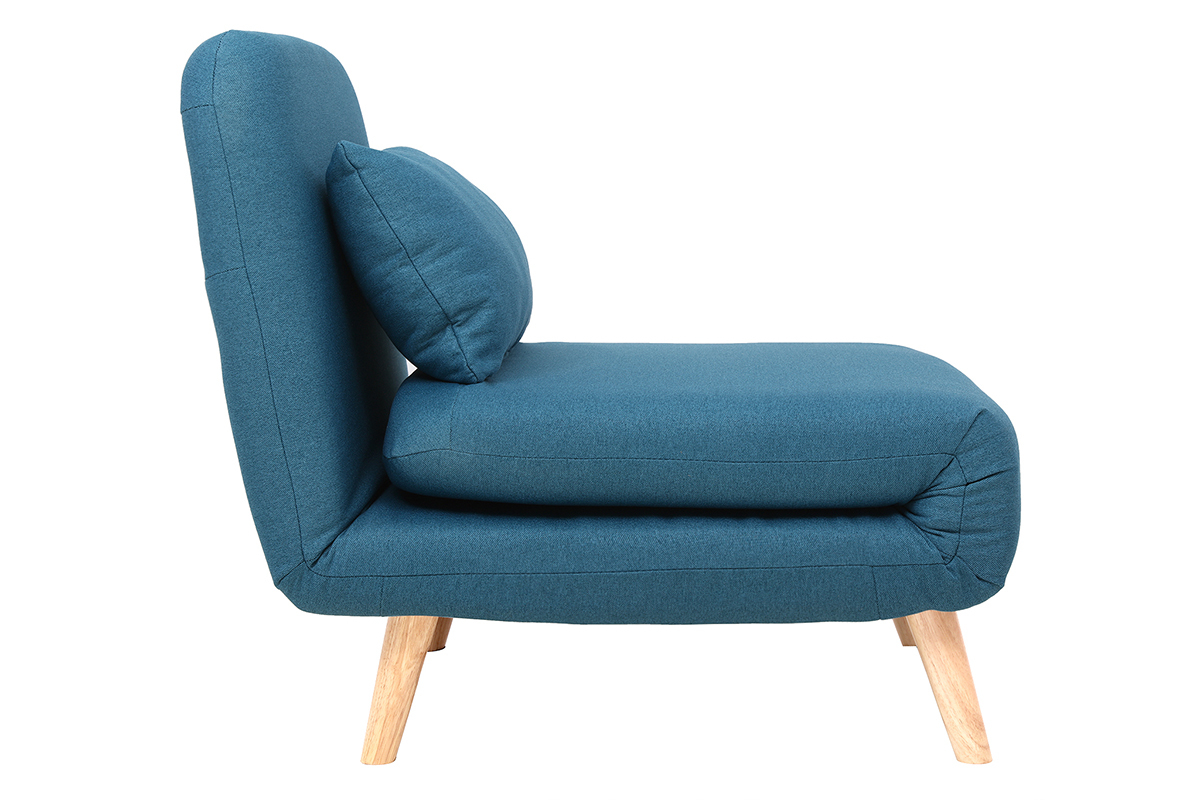 Poltrona letto convertibile in tessuto blu anatra AMIKO