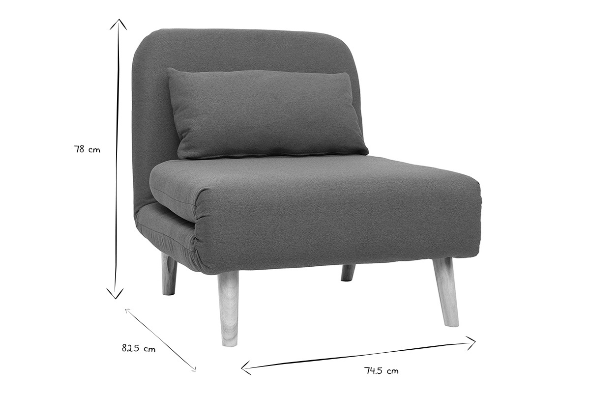 Poltrona letto convertibile in tessuto blu anatra AMIKO